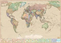 

World map political. Retro style