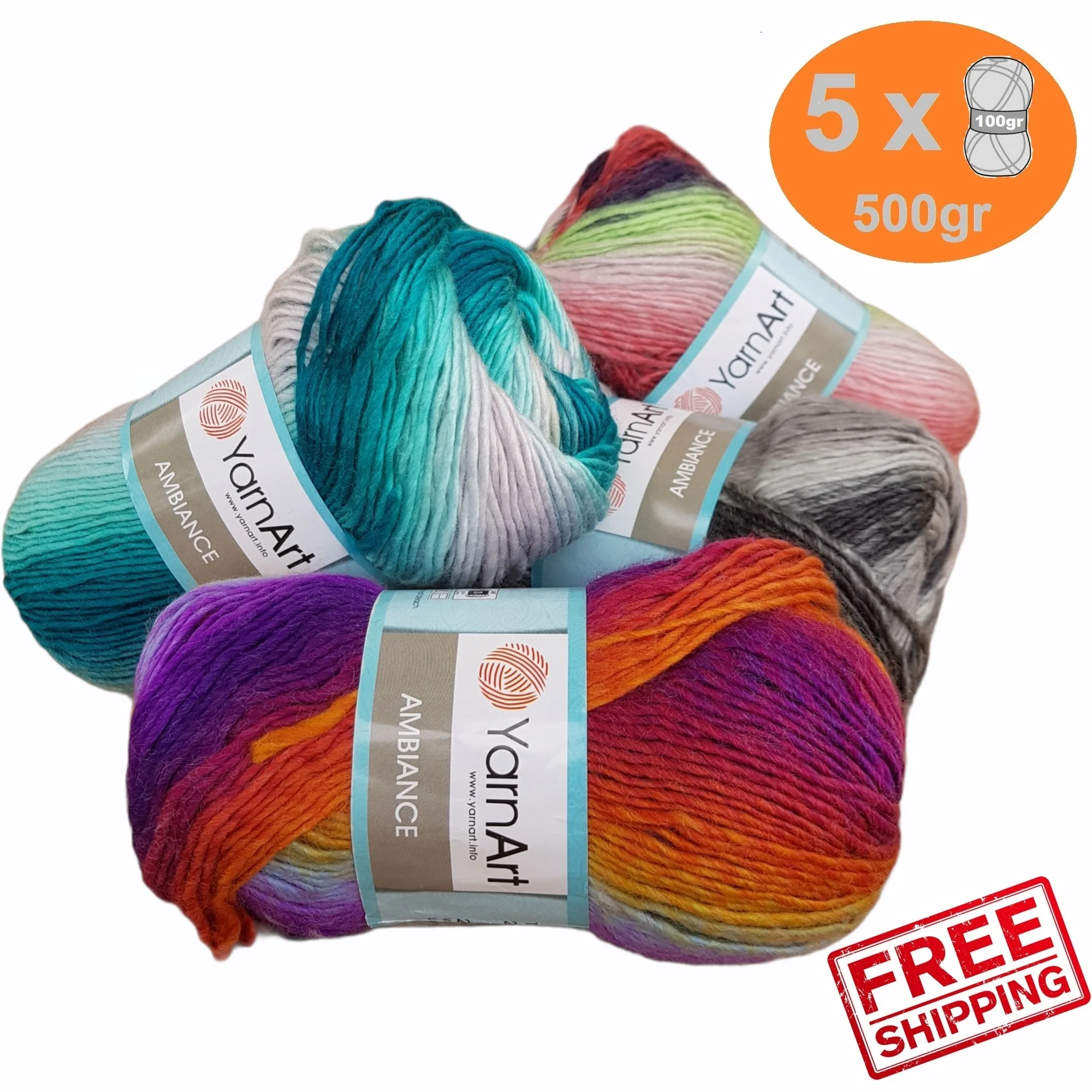 Yarnart атмосферная пряжа 5x100gr 250mt % 20 шерсть для ручного вязания вязаная крючком