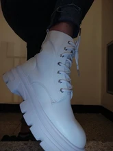 COOTELILI-Botines de punta redonda con cremallera y cordones para mujer, zapatos de moda, antideslizantes, con tacón de 5,5 cm, 2020