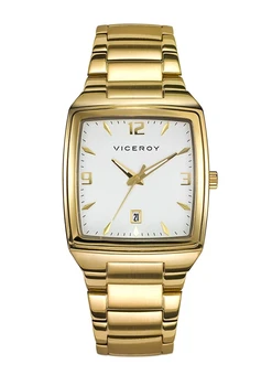 Reloj Viceroy 47733-95 - Reloj caballero caja y armis de acero con tratamiento de pvd dorado. Resistente al agua 30 Bar calendario