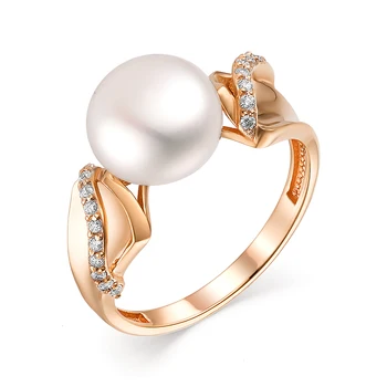

Gold ring with cubic zirconia and pearls sunlight sample 585