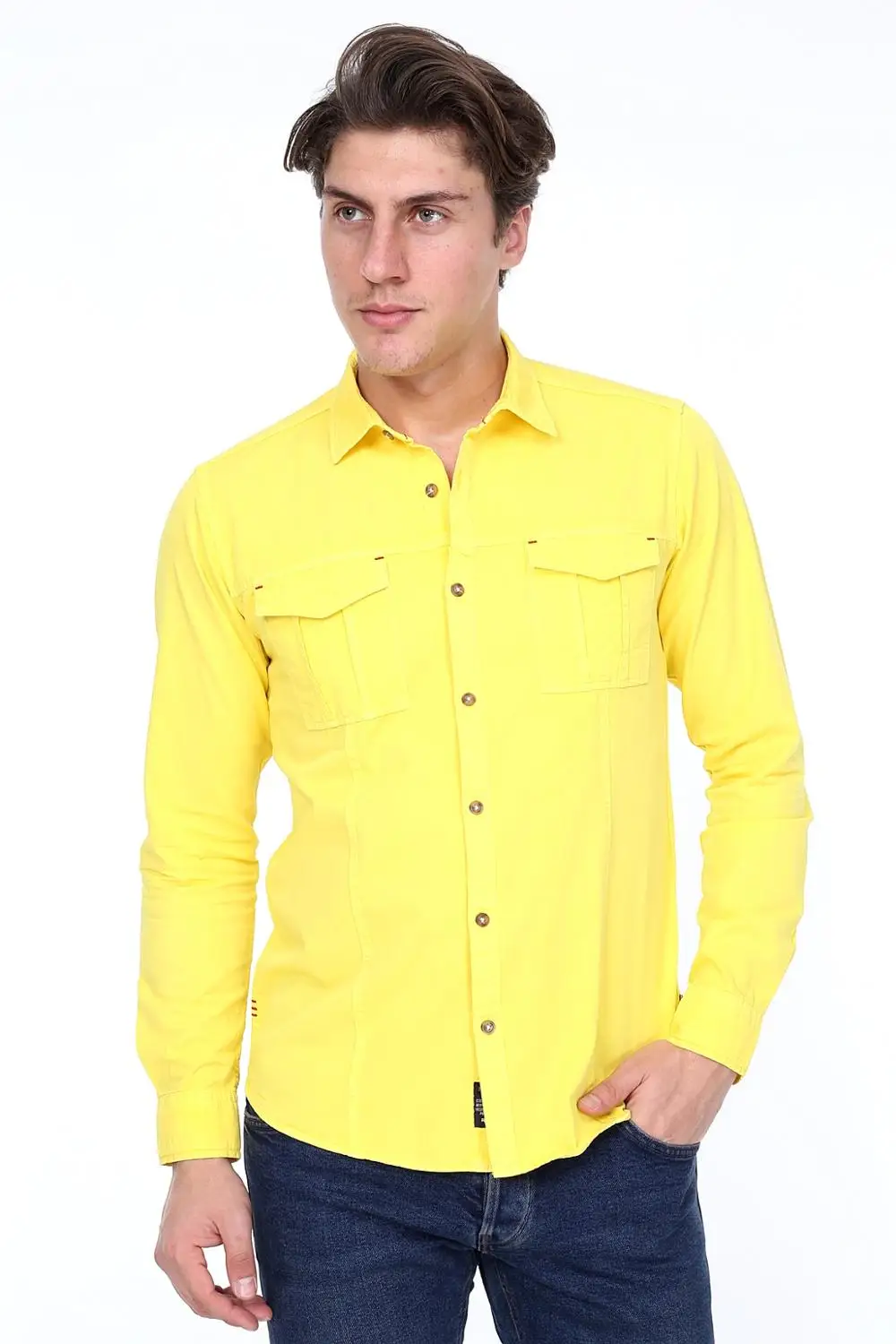

RIV-SD MENS SHIRT YELLOW BRANDNEW St Valentines Gift For MEN'S 2020 STYLE SLIM FIT %100 COTTON, REAL EUROPEAN SIZE, ISTANBUL