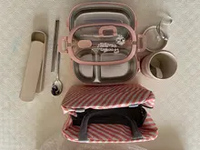 Bento box-fiambrera térmica de acero inoxidable 304 para niños, caja portátil de estilo japonés, con compartimentos, cajas para comida