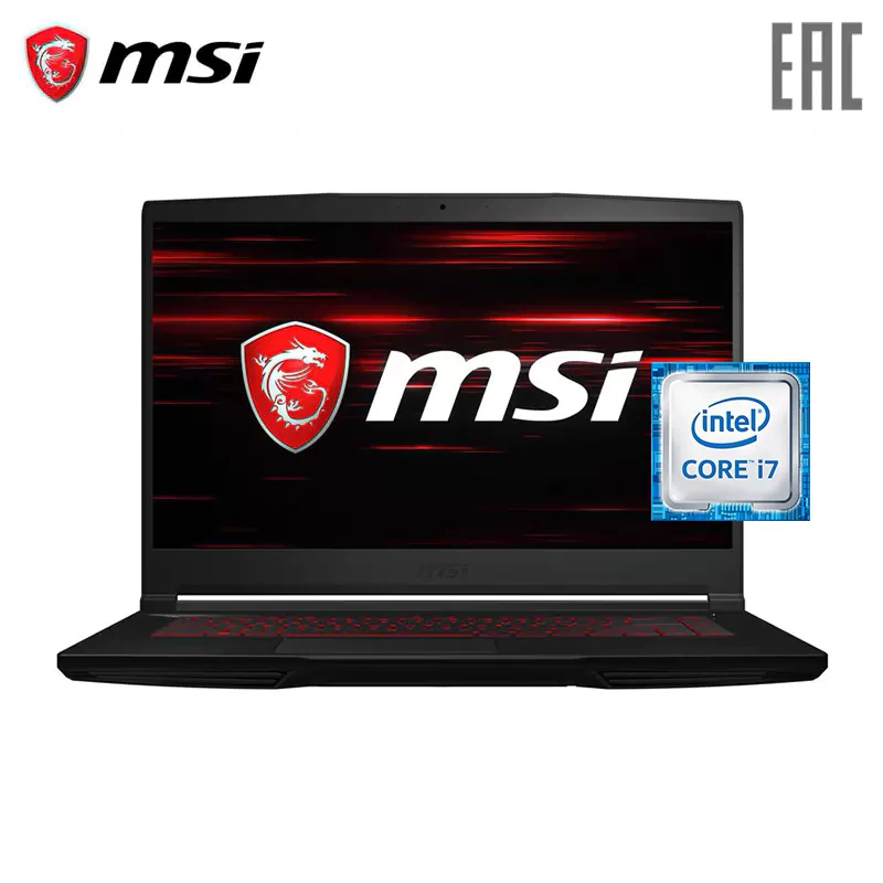 Ноутбук MSI GF63 9SCSR 1600XRU 15,6" FHD, i7 9750H, 8Gb, 512Gb SSD, no ODD, GTX1650Ti 4Gb, DOS, черный (9S7 16R412 1600)