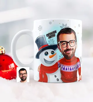 

Personalized Christmas Themed Bay Caricature Of White Mug cup-6