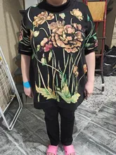 Women Hoodies Sweatshirts Floral DIMANAF Pullover Tops Turtleneck Print Black Plus-Size