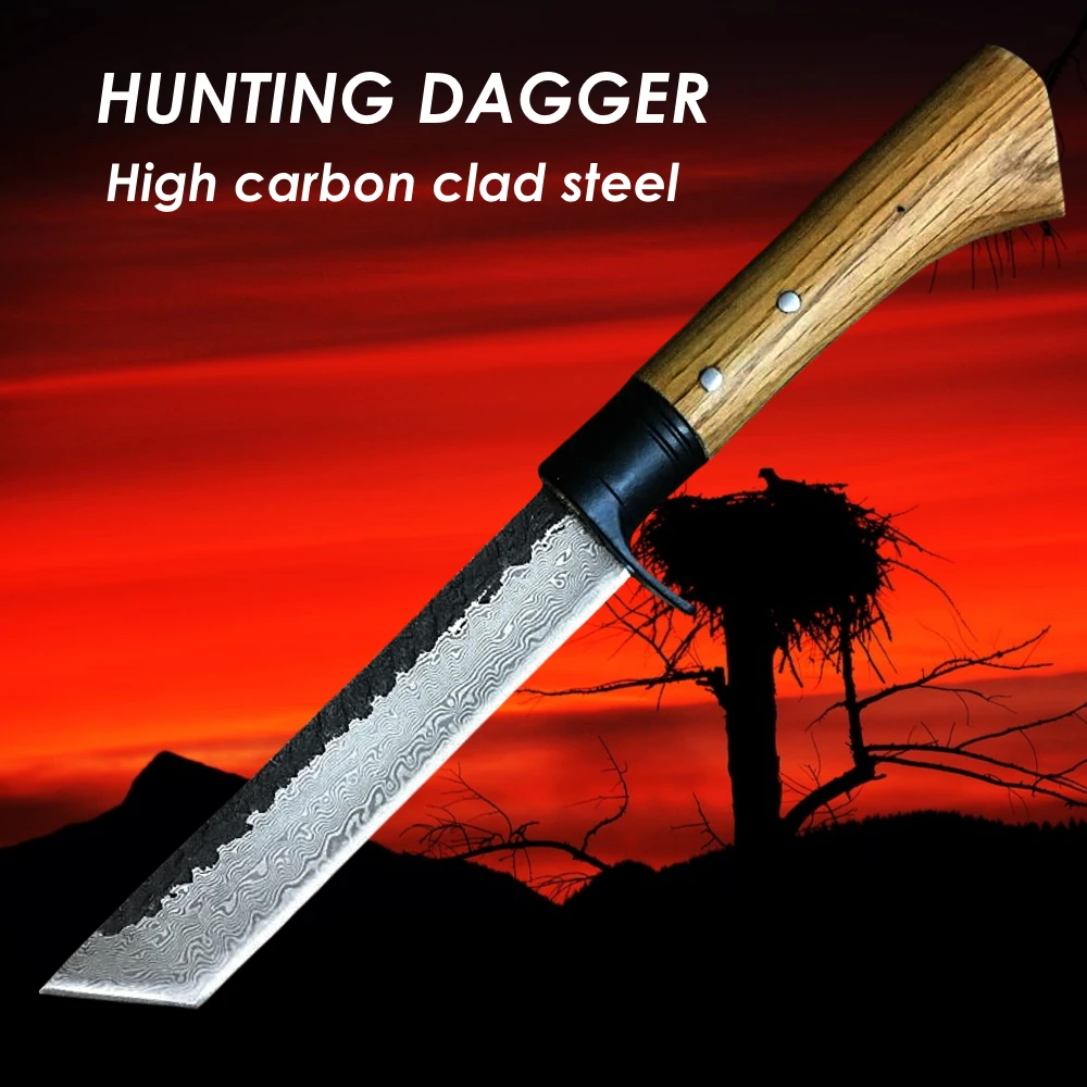 

Hunting Knife Handmade Forged Hammered Chef Kitchen Knives Retro Tools Butcher Meat Cleaver Outdoor Camping Dagger Machete Home