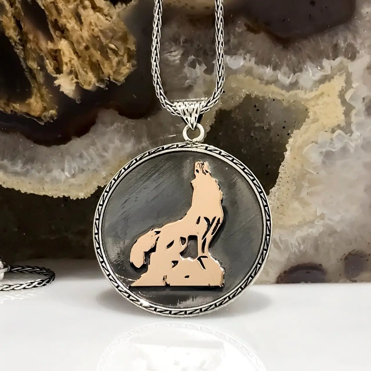 

Gray wolf Locket Special Production Silver Male Necklace