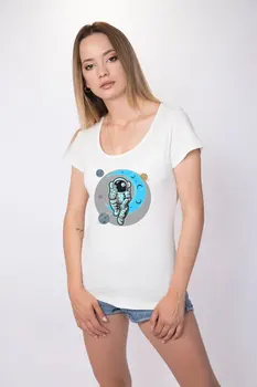 

Angemiel Wear-Minded Astronot Cotton White Women 'S T-Shirt