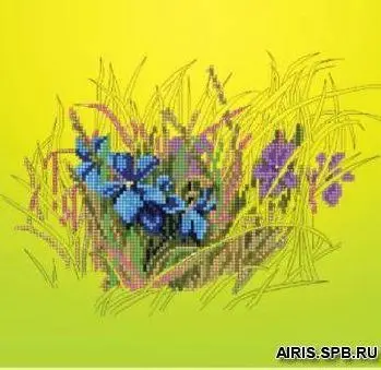 

B1035 canvas with a pattern of alisena 'violets in trawe', 26*25 cm