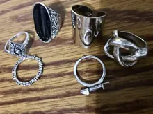 Tocona 6 unids/set Bohemia Color de plata antiguo Cross Arrow de diamantes de imitación negro anillos de encanto establece para las mujeres joyería de fiesta de кольца 3450