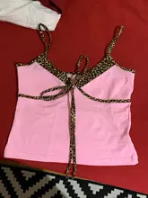 Sexy Tops Strap Crop-Top Lace-Up Women Cami Backless Leopard-Patchwork Harajuku Darlingaga