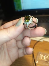 Anillo de tortuga verde oliva grande para mujer, anillos de piedra circón de cristal de Color plateado para mujer, joyería de boda, regalo de San Valentín
