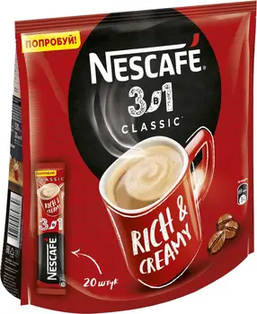 

Coffee Nescafe Classic 3 in 1, soluble, 20 bags