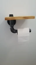 Roller Paper-Holder Storage-Shelf Toilet Iron-Pipe Restroom Wall-Mount Wood Industrial