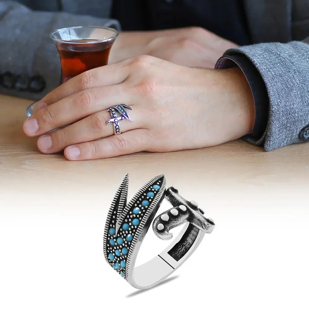 

925 Sterling Silver Ring for Men TURQUOISE Stone Jewelry Fashion Vintage Gift Onyx Aqeq Mens Rings All Size