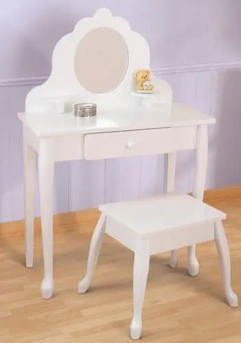 Белый туалетный столик из дерева для девочки "Модница"(White Medium Vanity& Stool