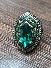 Kinel de lujo anillo para las mujeres aspecto Vintage AAA verde de cristal de la joyería de Boho de Color oro encanto étnico anillo de boda