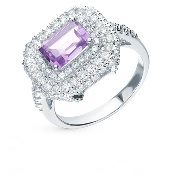 

Silver ring with amethyst and cubic zirconia sunlight sample 925