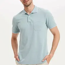 Дефакто Мода Лето Простой чистый цвет досуг мужские с коротким рукавом рубашки поло мужские повседневные лацканы поло New-L4969AZ19SM