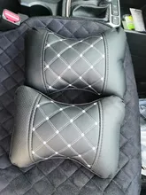 Almohada de cuello para coche, reposacabezas de cuero genuino, diseño de protección de seguridad, soporte de descanso, color negro, accesorios de seguridad para automóviles, Uds.