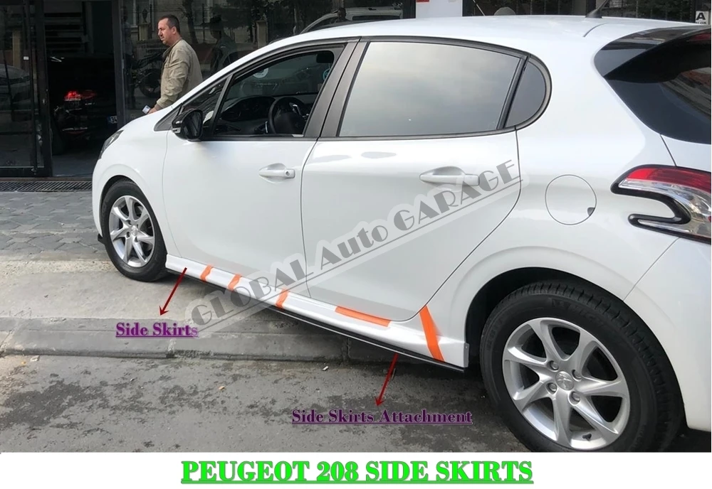 Per Peugeot 208 Gonna Laterale Soglia Davanzale Trim Car Styling Auto Universale Spoiler Paraspruzzi Lip Splitter Paraurti Ornamento Tetto
