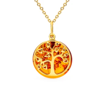 

Silver Pendant with amber sunlight sample 925