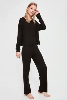 

Trendyol Ribbed Knit Blouse Pants Pajamas set THMAW20PT0056