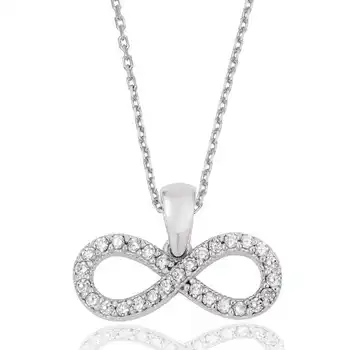 

925 sterling Silver White Cubic Zirconia Infinity Ladies Necklace