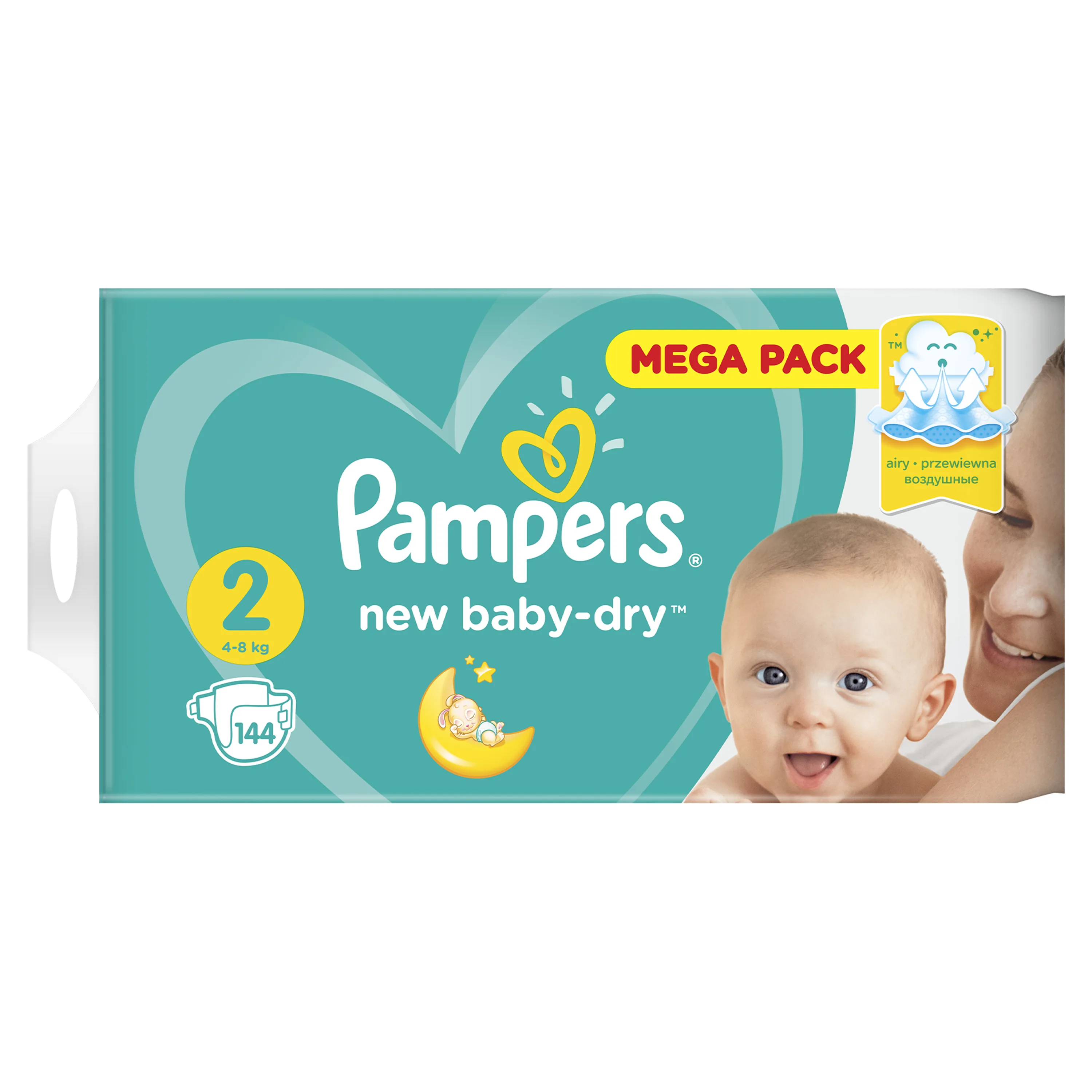 Подгузники Pampers New Baby-Dry 4–8 кг, размер 2, 144шт