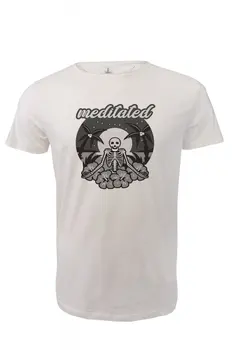 

Angemiel Wear Meditated, Meditation Skeleton Cotton Men 'S White T-Shirt