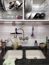 Kitchen Faucet Sink-Tap Mixers Wall-Mounted Stainless-Steel Double-Holes Flexible Swivel