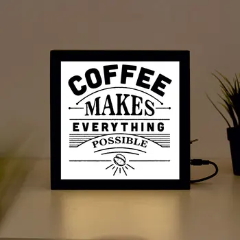 

Coffe Shop Handcrafted Wooden Light Box Sign for Home, Restaurant, Coffee Shop Business Signage