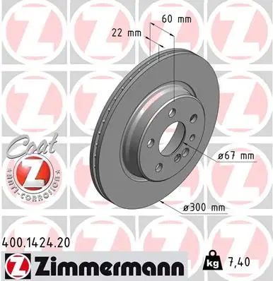 Диск торм MER BENZ W 140 4.0-6.0 91-99 400-600/R/300*22 ZIMMERM