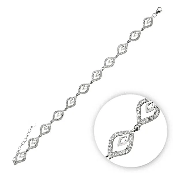 Серебряный 925 пробы браслет с цирконием