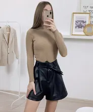 Women Sweater Pullovers Knitted Turtleneck Long-Sleeve Elasticity Streetwear-Top Multicolor