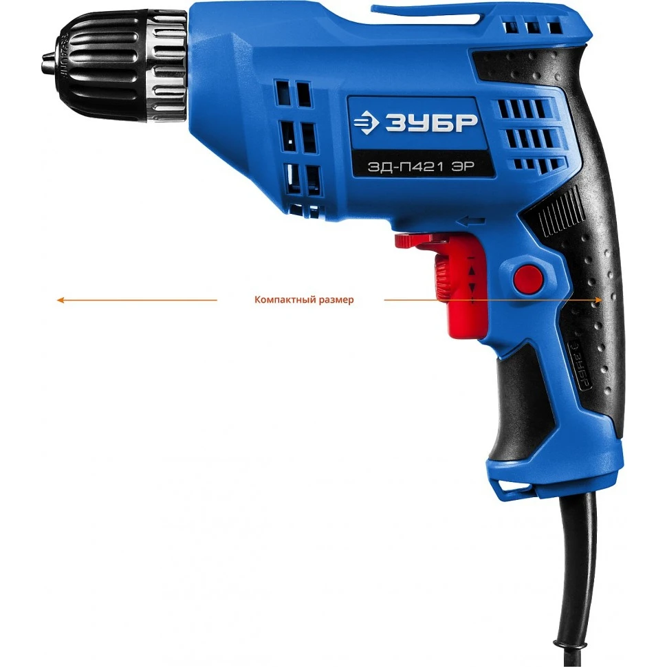 Electric drill BISON ЗД-П421 ER(Keyless chuck diameter: 0,8-10mm, reverse, 3300 rpm. Min. power 420 W