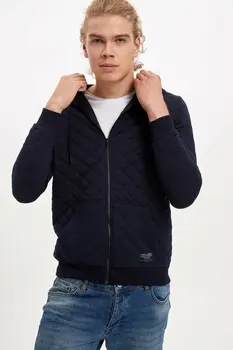 

DeFacto Man Autumn Thick Cardigan Hooded Coats Men's Casual Zipper Pockets Coats Male Top Cardigans / Bolero-L2649AZ19AU