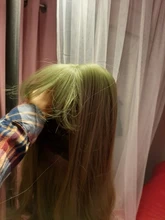 Peluca de cabello sintético para mujer, pelo negro y verde de 24 pulgadas con volante grande y flequillo, estilo africano y americano, fibra resistente al calor