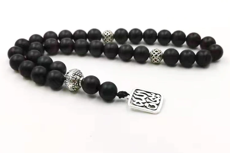 Мужские матовые Агаты Tasbih стиль черный камень мусульманские молитвенные бусы 33 66 99Misbaha бусины Четки Исламский подарок