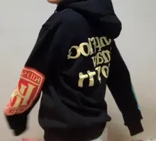 Kanye West sudaderas con capucha de los hombres letra de grafiti de la suerte me ver fantasmas sudadera vellón Harajuku Street HipHop Jersey hueso con capucha