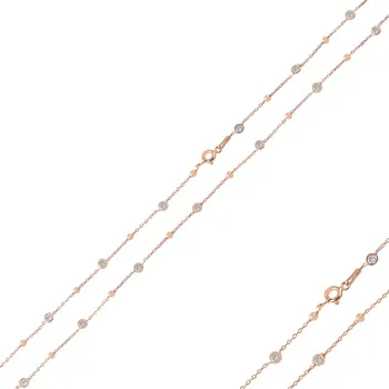 

Teleplus 110cm Ball & Zircon Crystal Forse Chain Necklace 925 Sterling Silver