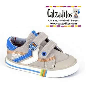 

Canvas sneakers stone for child with two velcros, Pablosky