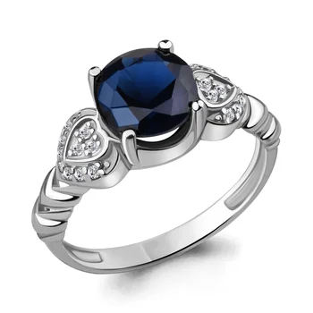 

Ring made of silver with cubic zirconia and nanosapphire blue.