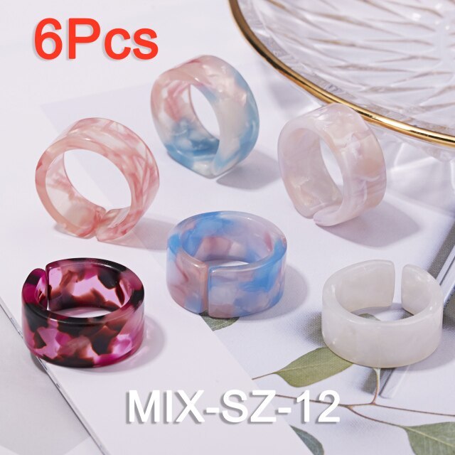 Transparent Acrylic Resin Rings for Women Korean Style Summer Sweet Cute Geometric Round Open Ring Wedding Jewelry Gift