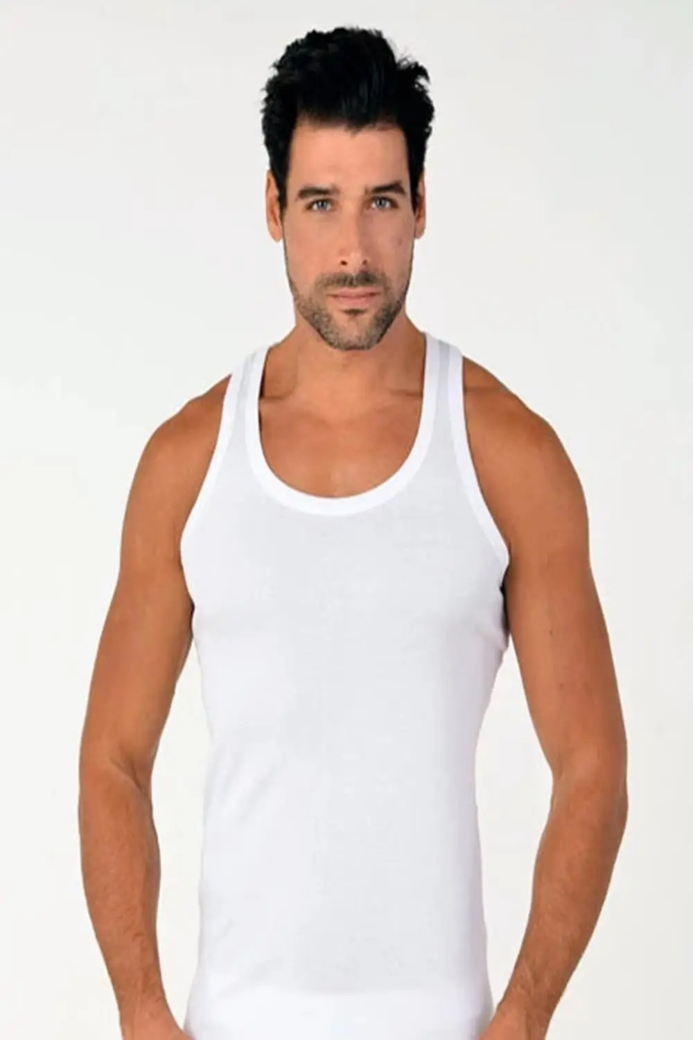 

4 pcs Wide-strapped tank top for men 100% cotton natural soft and durable fabric texture absorbs sweat