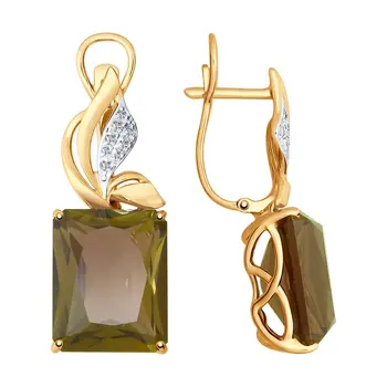 

Sokolov drop earrings with stones in gold with sitals sultanit and cubic zirconia, fashion jewelry, 585, women's male, long earrings
