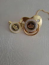 Chupete de bebé de adorno dorado, cadena de Clip sin BPA de silicona, pezón de diamantes de imitación infantil, regalo de ducha de 0 a 18 meses, 6 colores