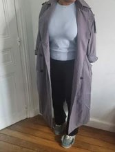 Gabardina larga X holgada de estilo coreano para mujer, abrigo de doble botonadura con cinturón, manto de dama, rompevientos, prendas de vestir de primavera y otoño, color gris