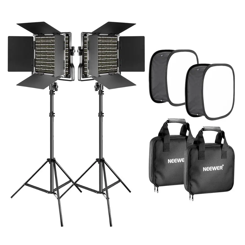 US $239.99 Neewer 2 Packs 660 LED Video Light With Stand And Softbox Kit 232005600K Dimmable CRI96 Light With U Bracket And Barndoor